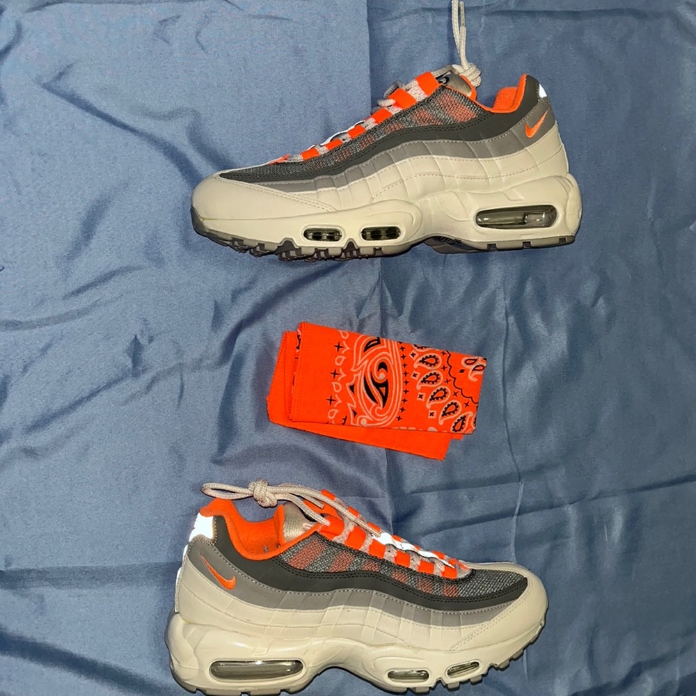 Custom Nike airmax 95’s neon orange,grey,white